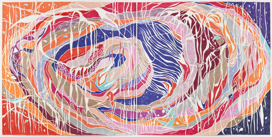 O Casal (The Couple), 2012 Grafite e lápis de cor sobre papel Graphite and colored pencil on paper 140 x 280 cm Foto (photo): Ding Musa