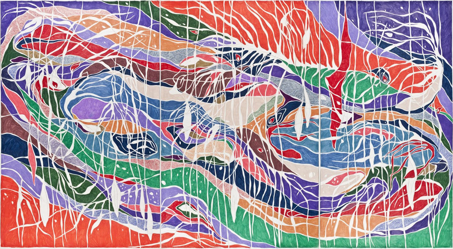 O Implacável, 2012 grafite e lápis de cor sobre papel graphite and colored pencil on paper 140 x 255 cm foto (photo): Ding Musa